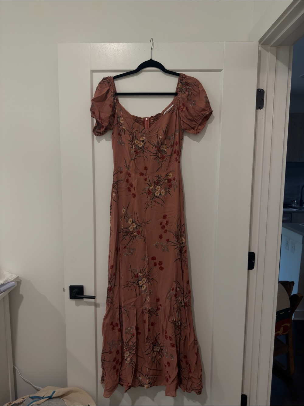 Reformation Rose Pink Floral Off-Shoulder Semiformal Dress